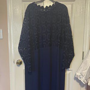 Lace Evening Dress with Pleated Skirt